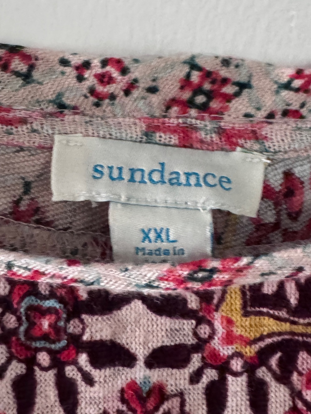 Sundance Josette Linen Boho Patchwork Print Short Sleeve Soft Knit Top XXL - Picture 4 of 4